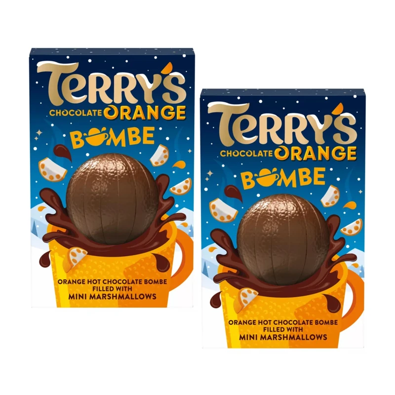 2x Terrys Chocolate Orange Bombe | Milk Chocolate Bombs with Mini Marshmallows | Hot Chocolate Gift Sets | Gift For Men Women | Christmas Gifts | Stocking Filler | Hot Chocolate Gift Sets | 43g