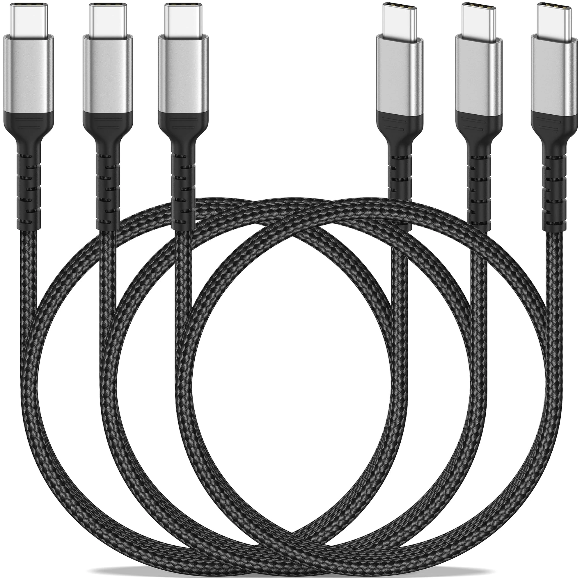 1M USB-C Type C 2-Pack Fast Charging Nylon Braided Cable for iPhone 16/15, Samsung S24 S23 Ultra/S24 S23/A15 A14 A54, Pixel 8, iPad Pro, MacBook Pro - 60W