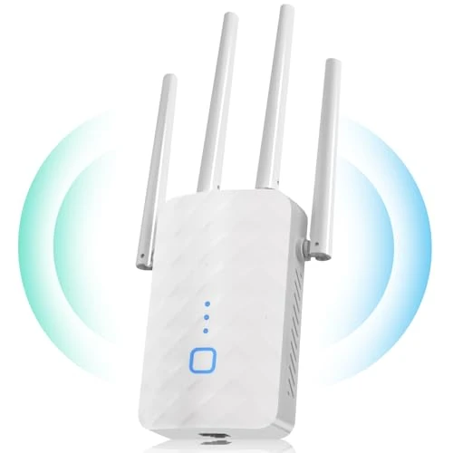 MEETOWN WiFi Extender, WiFi Extender Booster with LAN Ethernet Port, Long Range Signal Amplifier Wifi Repeater Easy Setup, Coverage up to 200m², 35 Devices, 99% Router, black