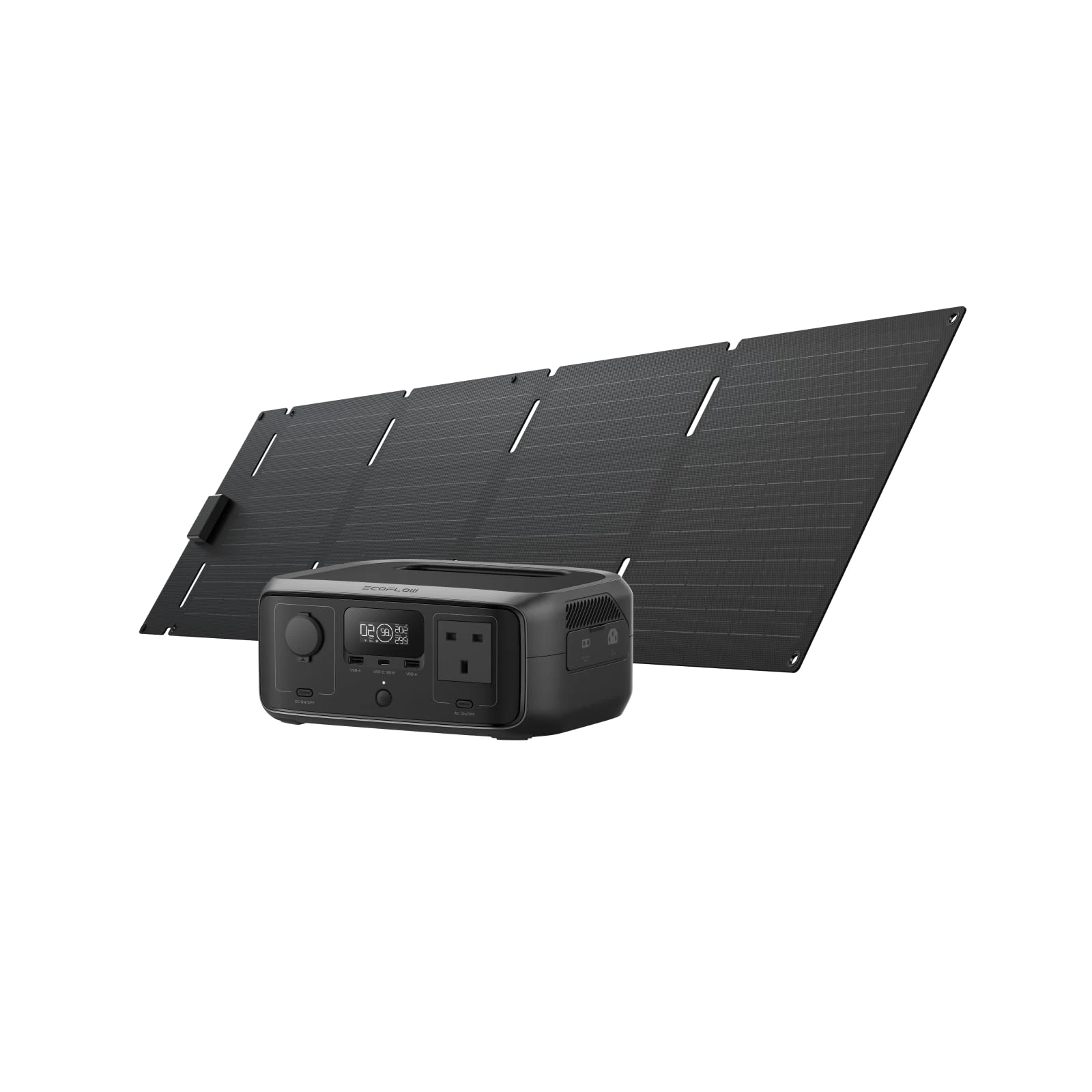 ECOFLOW RIVER 3 Portable Power Station with 60W solar panel, 245Wh LFP battery, up to 600W output, GaN efficiency doubles runtime, <20ms UPS, 30% more compact solar generator for outdoor camping