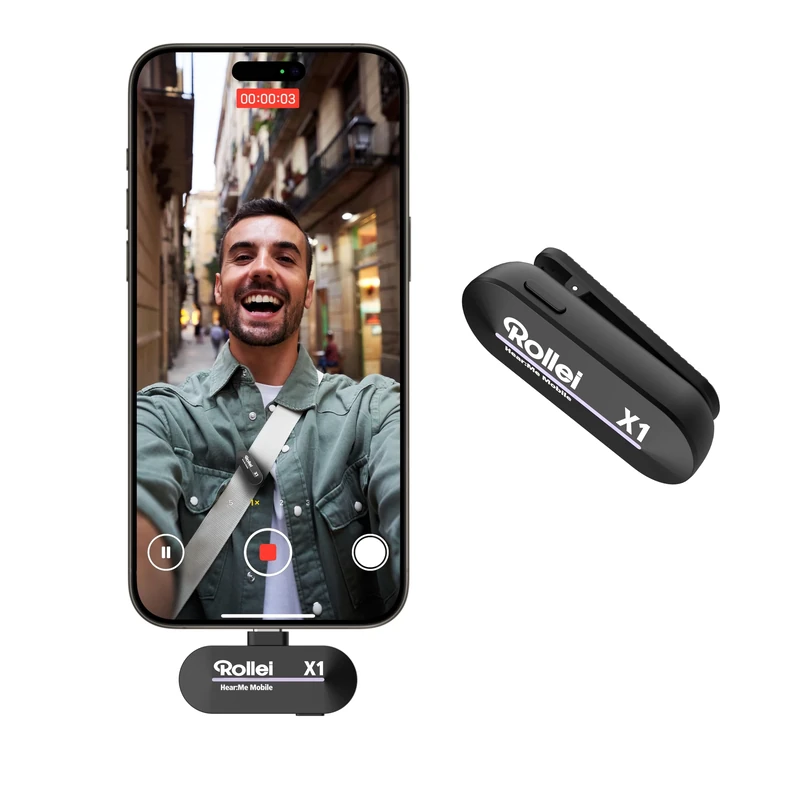 Rollei Wireless Lavalier Microphone, Hear:Me Mobile X1 USB-C Mic for iPhone 15/16/Andriod Type-C Devices, Professional Lapel Smartphone Microphones for Tiktok YouTube Streaming Vlog Video Recording