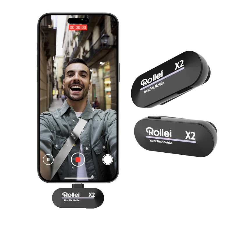 Rollei Wireless Lavalier Microphone, Hear:Me Mobile X2 USB-C Mic for iPhone 15/16/Andriod Type-C Devices, Professional Lapel Smartphone Microphones for Tiktok YouTube Streaming Vlog Video Recording