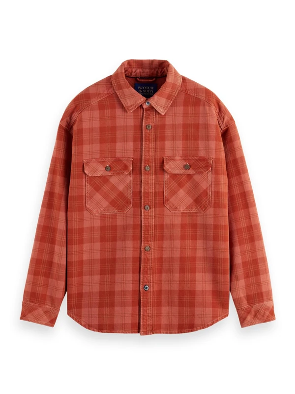 Scotch & Soda Washed Denim Checked Overshirt