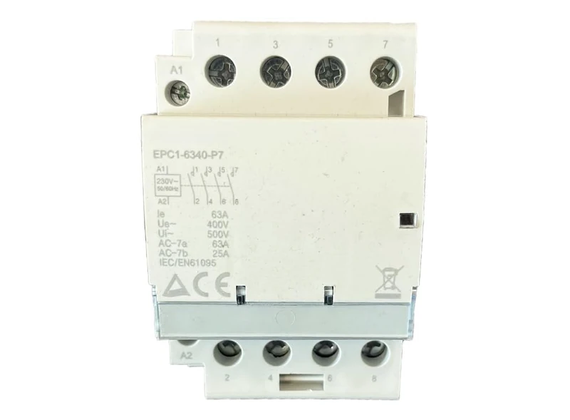 Modular Contactor 4 Poles, 63A - Perfect for Managing Current in Electrical Systems, Both in Professional and Home environments, ensuring Safe and Effective Performance.