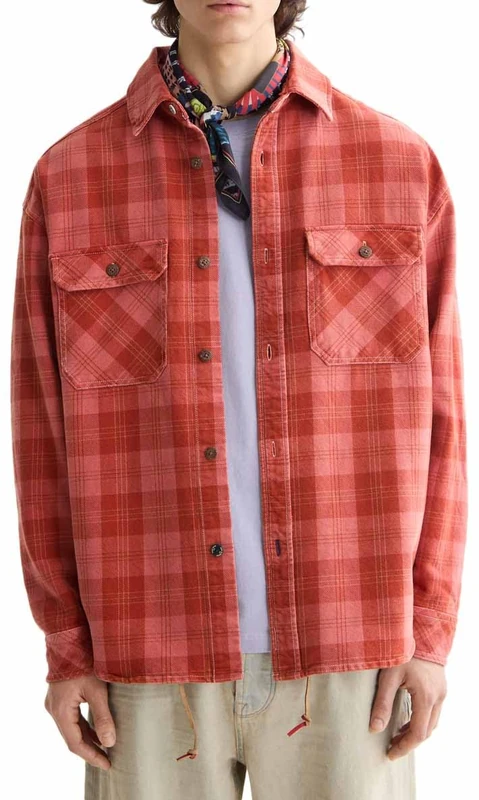 Scotch & Soda Washed Denim Checked Overshirt