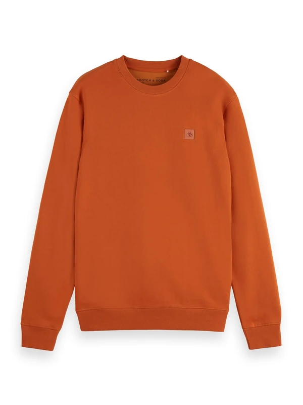 Scotch & Soda Mens Essential Badge Logo Crewneck Sweatshirt, Rust, M UK