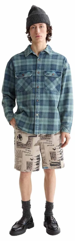 Scotch & Soda Washed Denim Checked Overshirt