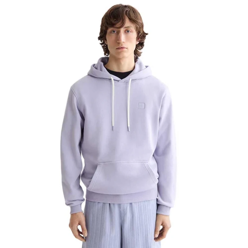 Scotch & Soda Mens Essential Badge Logo Hooded Sweatshirt, Languid Lavender, L UK