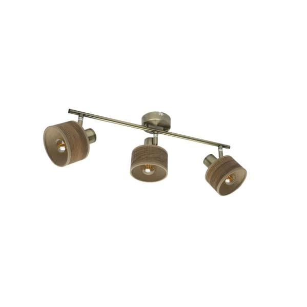 Nando 3xe14 Power Strip in Elegant Leather with Dark Wood. Adjustable spotlights for Perfect Lighting. Dimensions: 16 x 51 x 10 cm. Ideal to Highlight Your Space in Style.