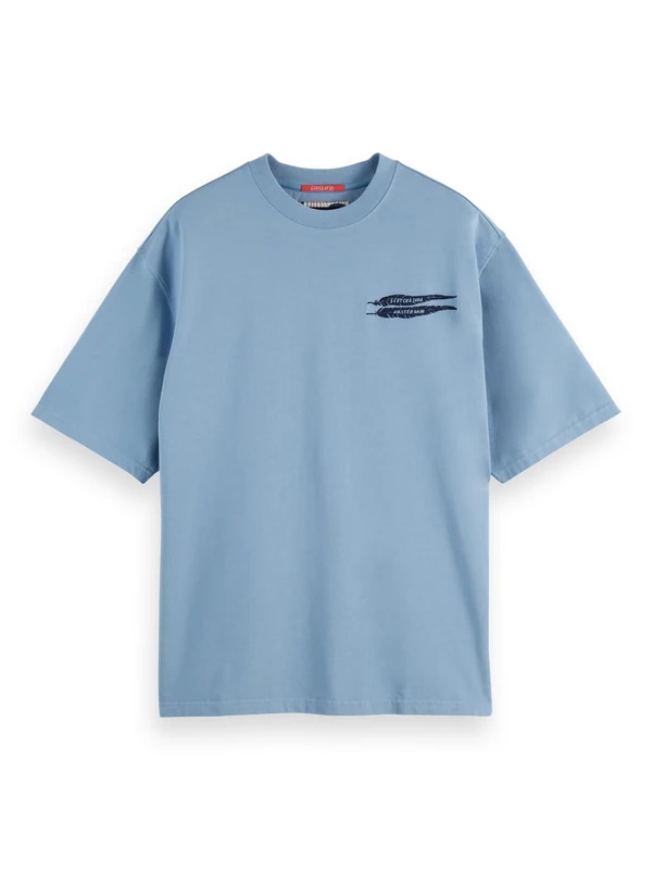 Scotch & Soda Loose-Fit Artwork T-Shirt Faded Denim