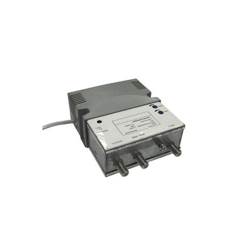 Antenna Amplifier, Double Output, Low Noise, Simple Installation, Improves Signal in Collective Systems.