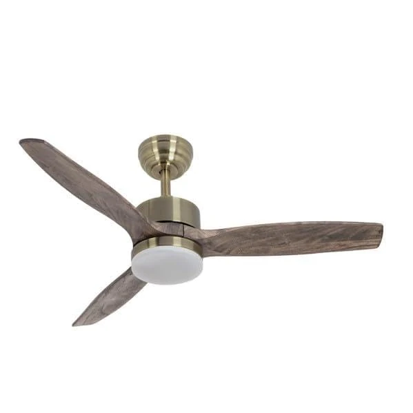 Brightium Torino 24W DC fan in elegant leather, 3 oak blades, 6 speeds and powerful light of 2424 lm in 3000K, 4000K and 6500K. Remote control, timer and memory function.