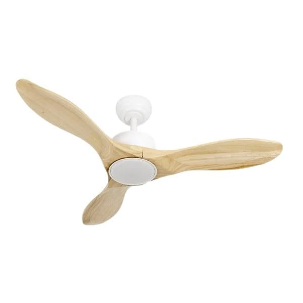 Brightium Segre DC Fan 24W White with 3 Beech Blades. Features 6 Speeds, 2424 lm and 3000K, 4000K, 6500K, Remote Control, Timer and Dimmer with Memory.