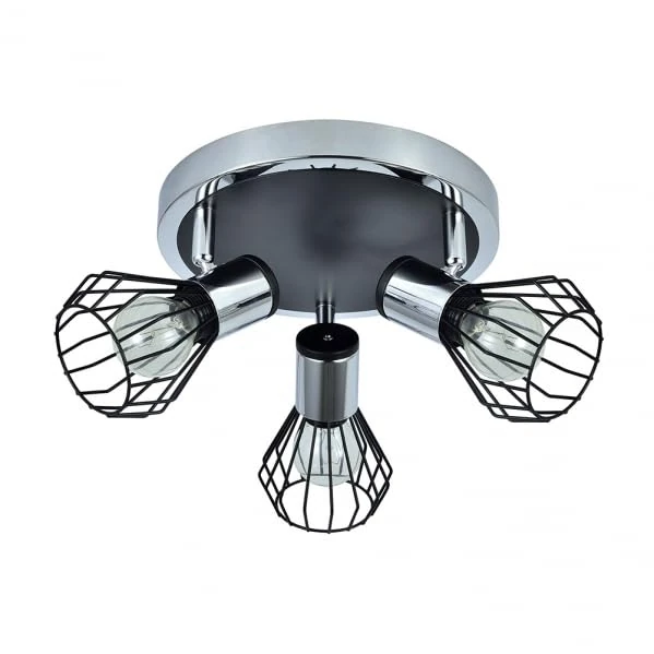 Mateo Ceiling Light 3xe14 Chrome/Black, 15x28x28 cm. Elegant and Modern, Ideal for Illuminating Spaces with Style. It Brings a Contemporary and Sophisticated Touch to Any Room.