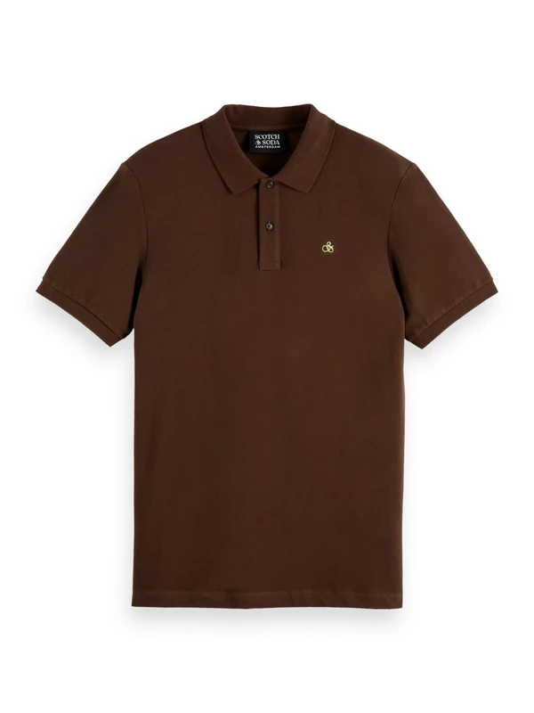 Scotch & Soda Mens Logo Polo Shirt, Demitasse, XL UK