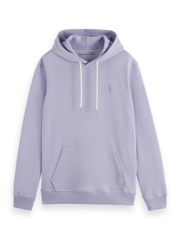 Scotch & Soda Mens Essential Badge Logo Hooded Sweatshirt, Languid Lavender, S UK