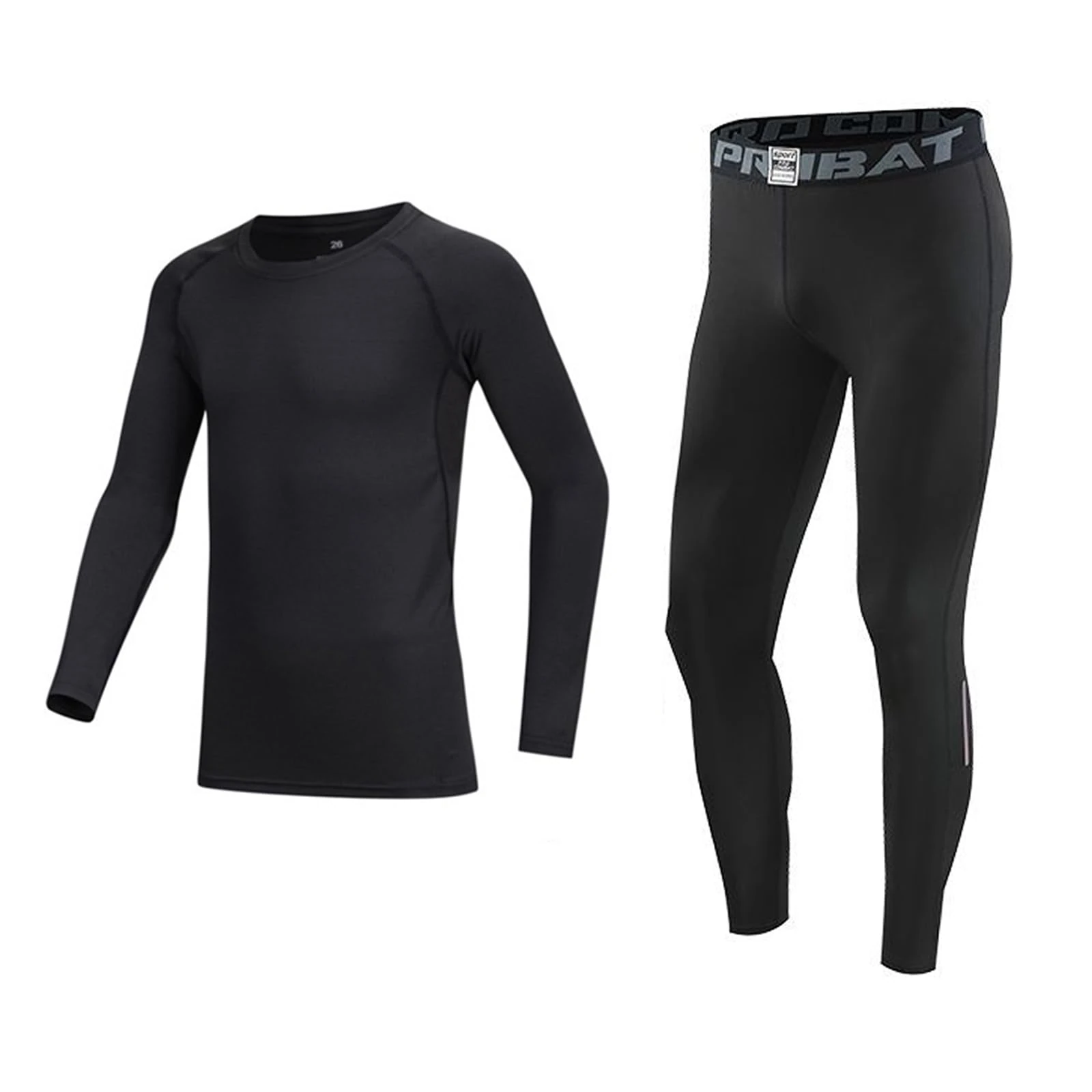 Holimaid Kids Boys Thermal Underwear Long Sleeve Base Layer Sets Athletic Compression Suit Ideal for Football Sports Performance (Black, 150)