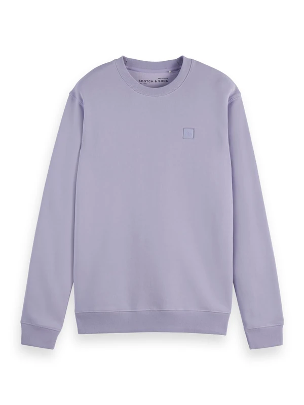 Scotch & Soda Mens Essential Badge Logo Crewneck Sweatshirt, Languid Lavender, XL UK