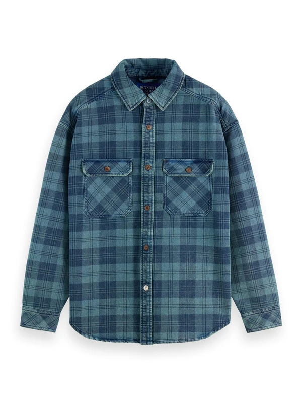 Scotch & Soda Washed Denim Checked Overshirt