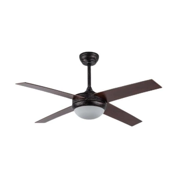 Brightium DC Fan with 4 Blades, Rustic Brown Finish, Remote Control, Timer, Great for Cooling Spaces and Improving Air Circulation. - Image 1
