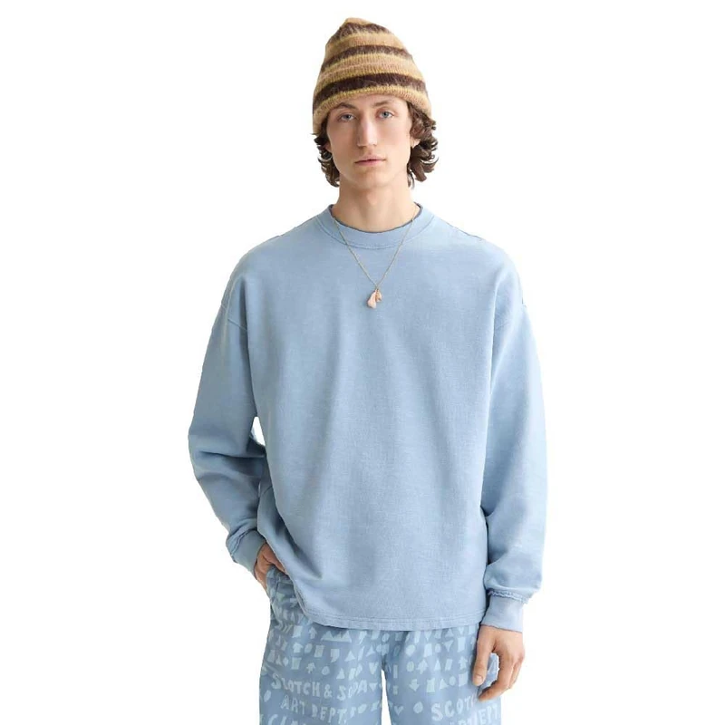 Seasonal Core - 3 Crosses Garment-Dyed Sweatshirt Faded Denim