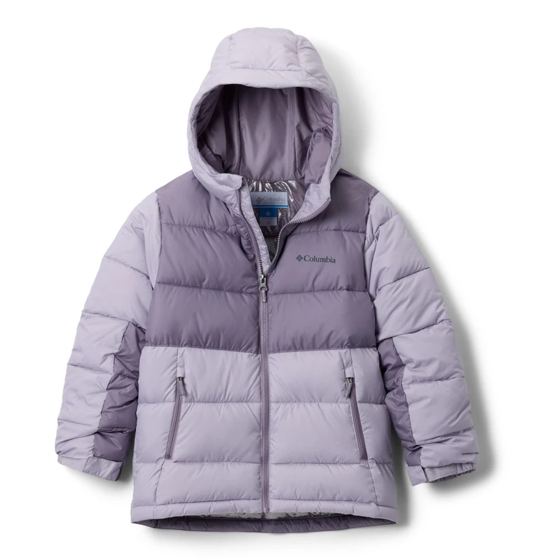 Columbia Youth Pike Lake 2 Hooded Jacket, Hooded Puffer Jacket, Lavender Pearl/Shale Purple, L