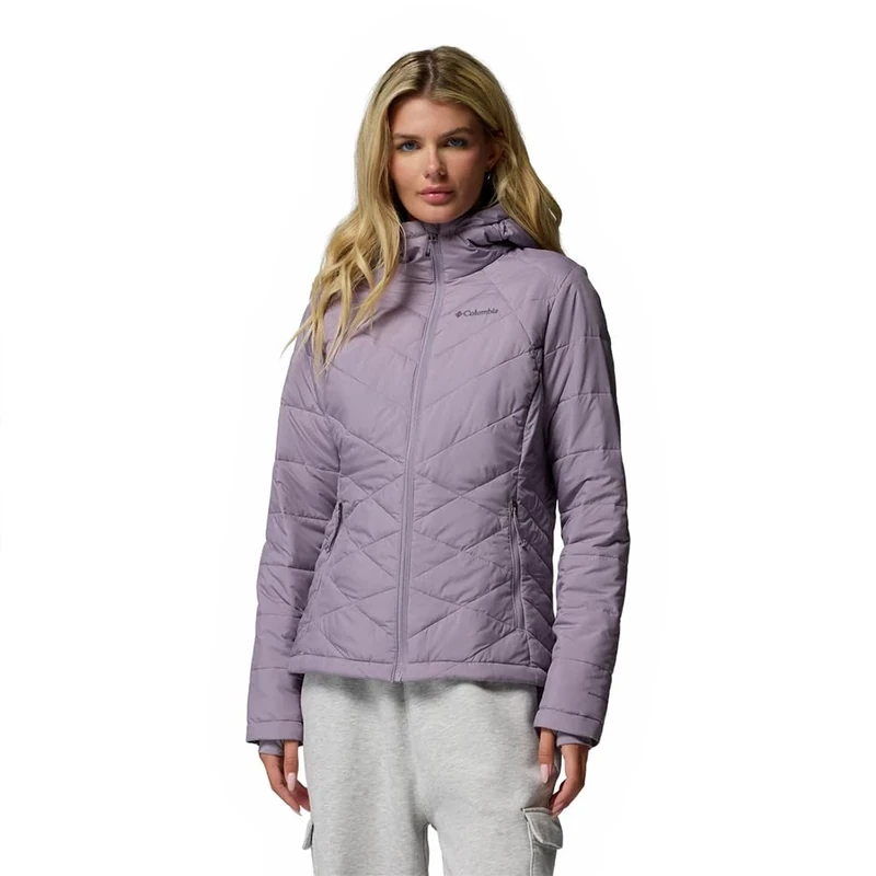 Columbia Women's Heavenly Hooded Jacket, Hooded Puffer Jacket, Shale Purple, L
