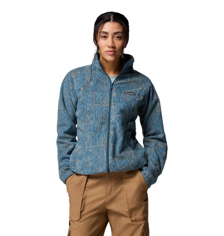 Columbia Women's Benton Springs Printed Full Zip, Full Zip Fleece Jacket, Everblue Flowfalls, XS