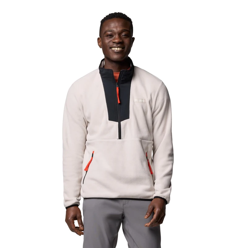 Columbia Men's Sequoia Grove Half Zip Fleece, Fleece Pull Over, Dark Stone/Black, Small