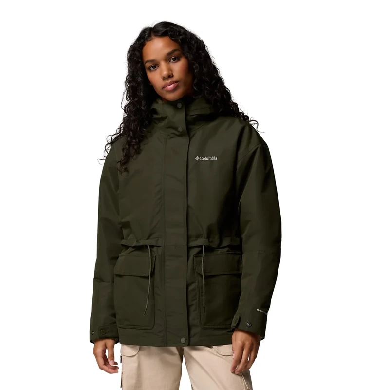 Columbia Women's Drop Ridge 2 Interchange Jacket, 3 In 1 Interchange Winter Coat, Greenscape, Small