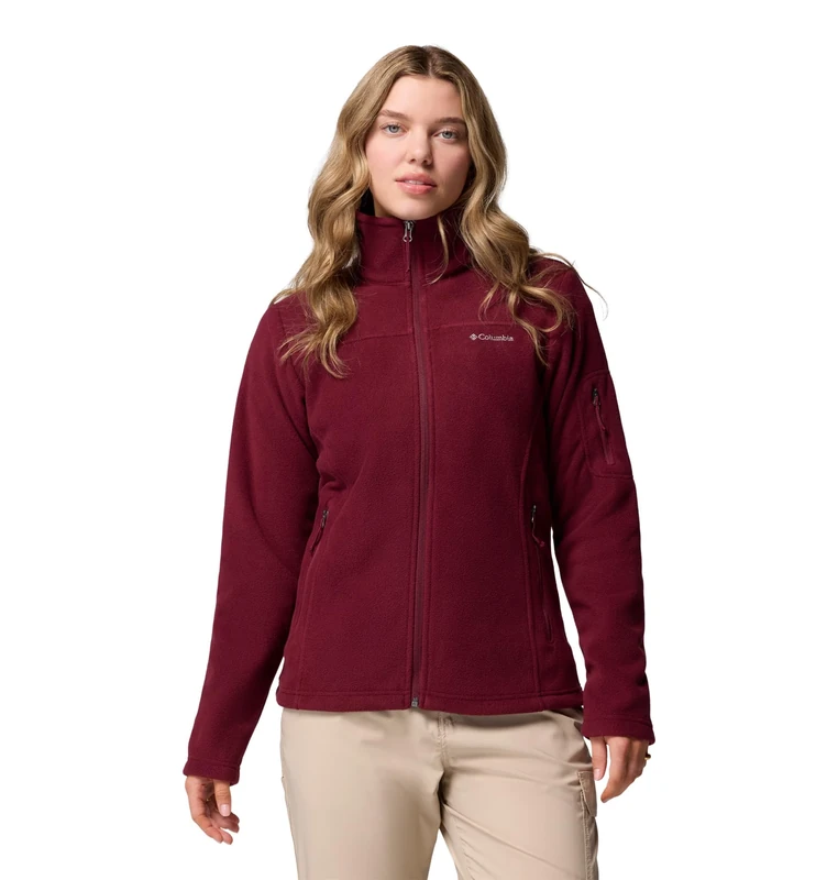 Columbia Women's Fast Trek 2 Jacket, Full Zip Fleece Jacket, Rich Wine, L