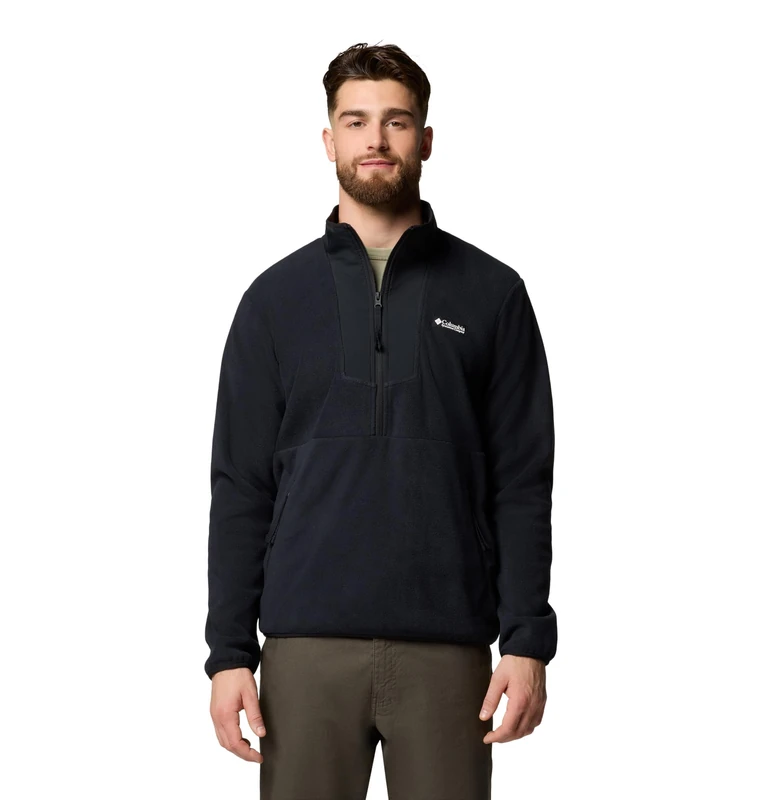 Columbia Men's Sequoia Grove Half Zip Fleece, Fleece Pull Over, Black, Medium