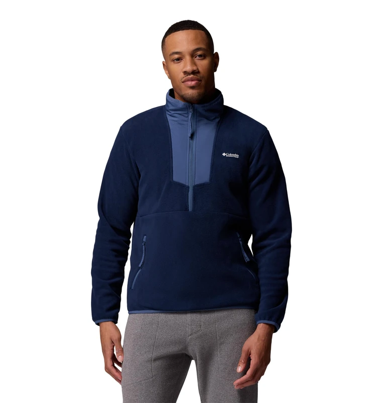 Columbia Men's Sequoia Grove Half Zip Fleece, Fleece Pull Over, Collegiate Navy/Dark Mountain, Small