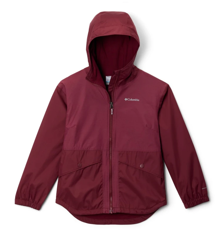 Columbia Youth Girls Rainy Trails 2 Fleece Lined Jacket, Waterproof Rain Jacket, Rich Wine, X-Large