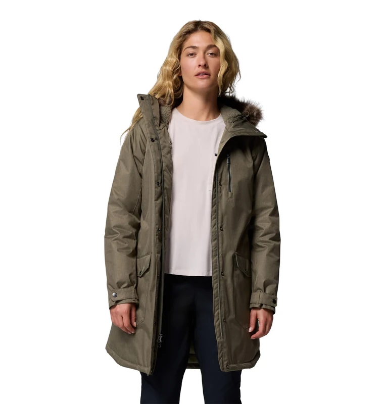 Columbia Women's Suttle Mountain Long Insulated Jacket, Winter Jacket, Stone Green, Medium