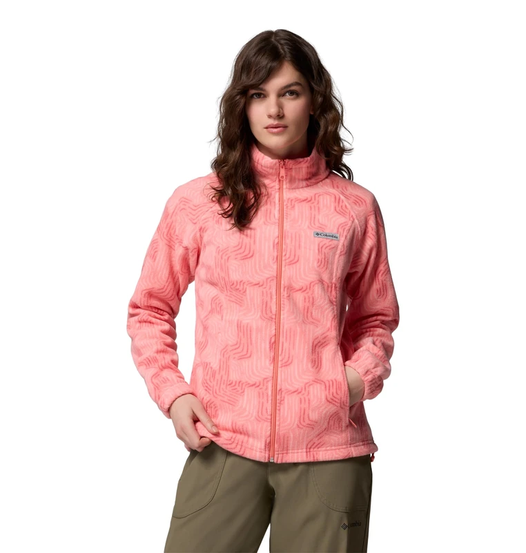Columbia Women's Benton Springs Printed Full Zip, Full Zip Fleece Jacket, Alpenglow Flowfalls, S