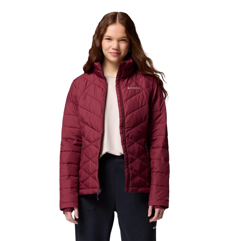 Columbia Women's Heavenly Long Hooded Puffer Jacket - Rich Wine XL