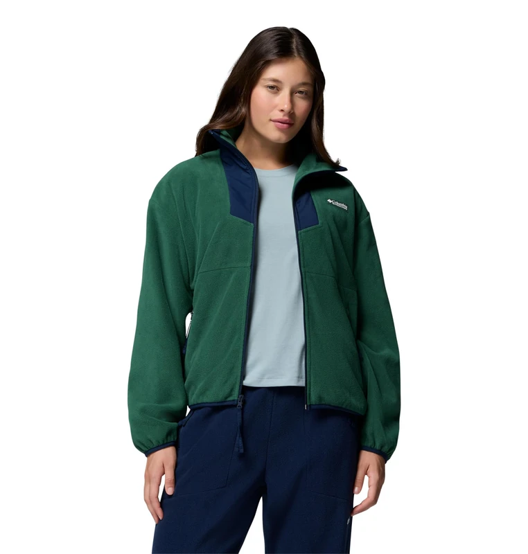 Columbia Women's Sequoia Grove Full Zip Fleece, Rain Forest/Collegiate Navy, L