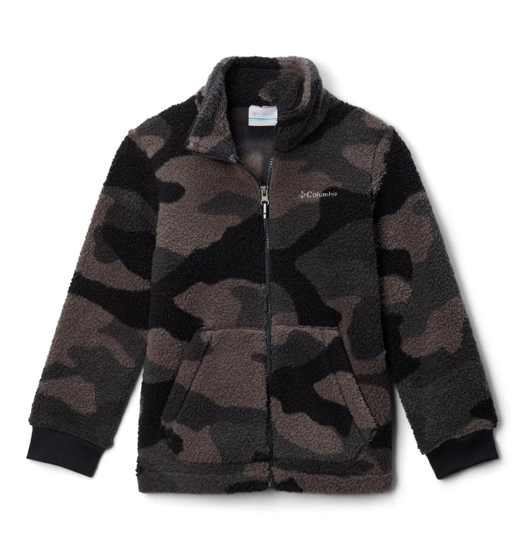 Columbia Youth Boys Rugged Ridge 2 Printed Sherpa Full Zip, Full Zip Sherpa Fleece, Black Mod Camo, XL