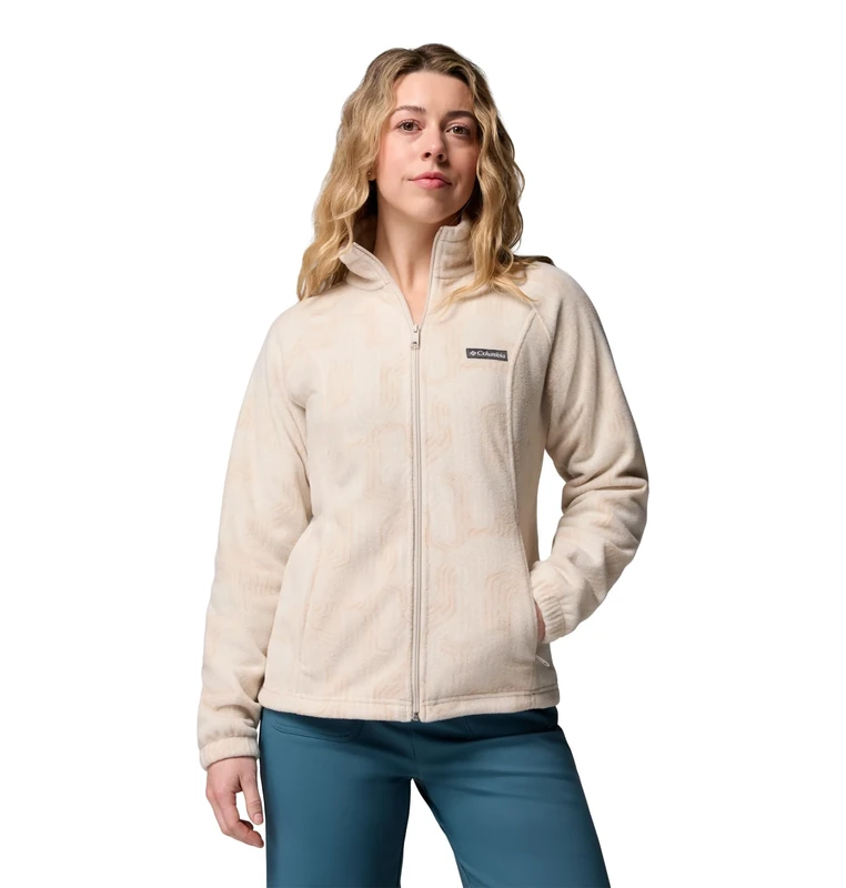 Columbia Women's Benton Springs Printed Full Zip, Full Zip Fleece Jacket, Dark Stone Flowfalls, Small