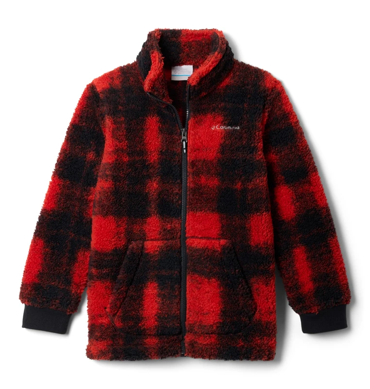Columbia Youth Boys Rugged Ridge 2 Printed Sherpa Full Zip, Full Zip Sherpa Fleece, Sail Red Omblur Tonal, XL