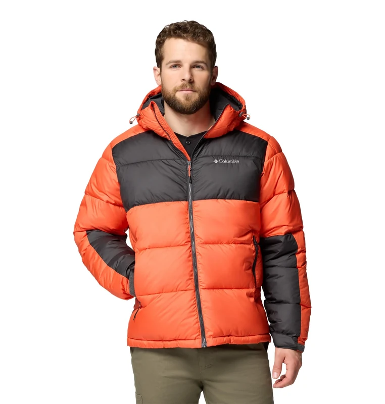 Columbia Men's Pike Lake 2 Hooded Jacket, Hooded Puffer Jacket, Zing/Shark, S