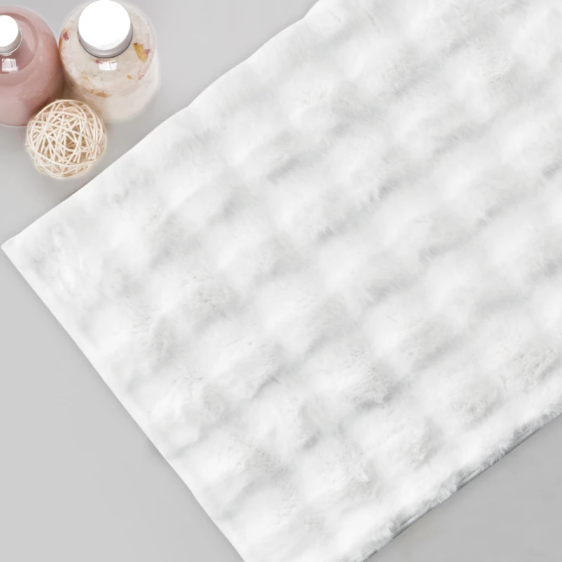 Comart - Soft Furniture Rug - for Living Room, Sofa Area - Bedroom - 140 x 180 cm - Machine Washable - Non-Slip - Modern - Furry - Ultra Soft - 3D Squares Design - White