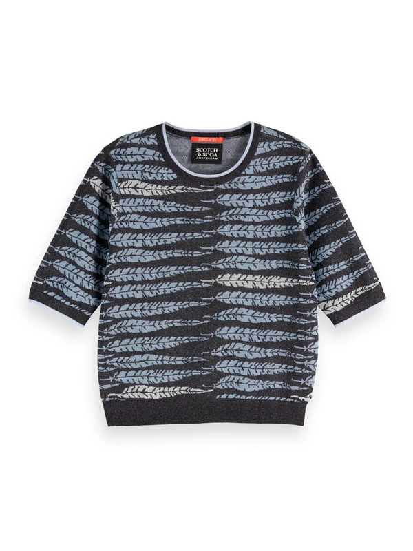 Scotch & Soda Women's Lurex Jacquard Knitted Tee,Charcoal a U078,XS
