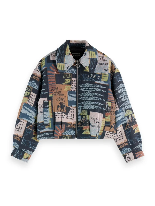 Scotch & Soda Womens Collage Jacquard Jacket, Art Dept Collage Multicolor U077, L UK