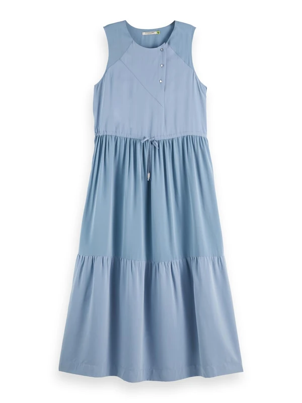 Scotch & Soda Womens Midi with Gathered Waist Casual Dress, Faded Denim V441, 38 UK
