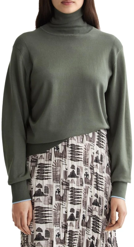 Scotch & Soda Womens Relaxed-fit Roll Neck Pullover Sweater, Thyme, M UK