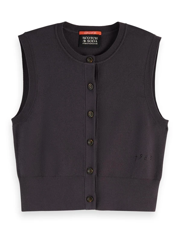 Scotch & Soda Womens Compact Knitted Spencer Sweater, Charcoal A U078, S UK