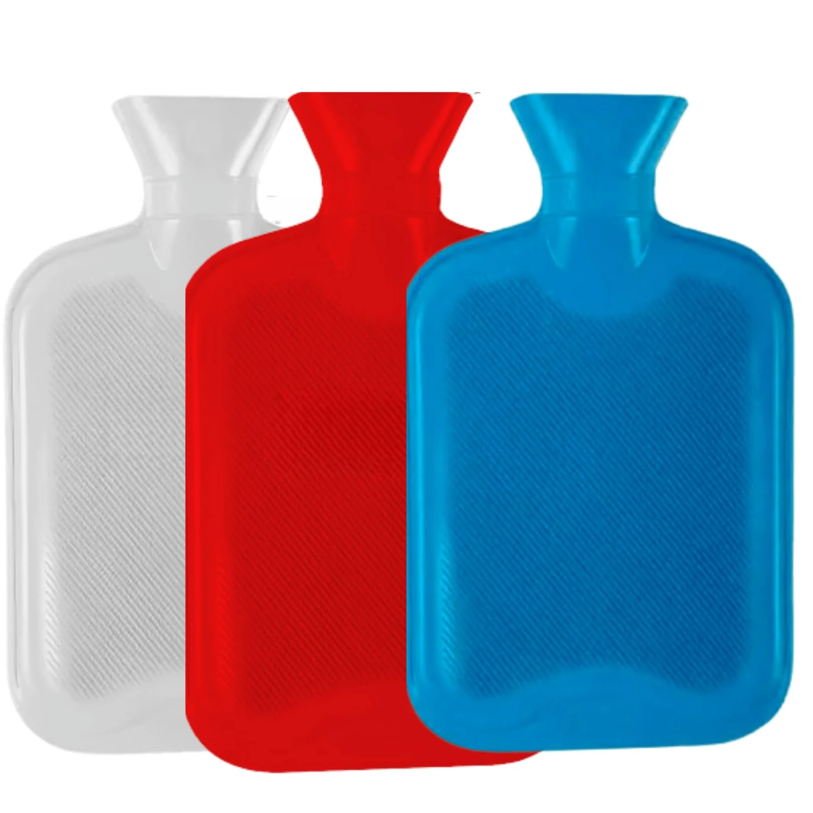 3-Pack Hot Water Bottle - Ribbed Rubber Design, Leak-Proof, Reusable Heat Therapy for Pain Relief & Warmth - Durable & Safe