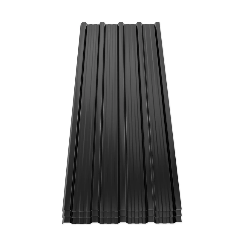 Mondeer 14PCS Roofing Sheets, Metal Corrugated Roofing Sheets 7m², 110 x 46 cm, Galvanised Steel Trapezoidal Grooved Roof for Garage Carport Shed Greenhouse Kennels Panels, Black